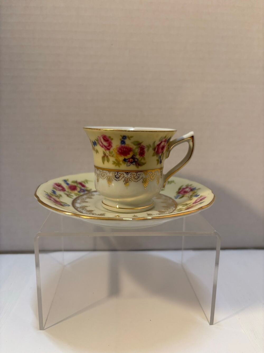 Vintage Gold Castle Hostess pattern demitasse cup and saucer